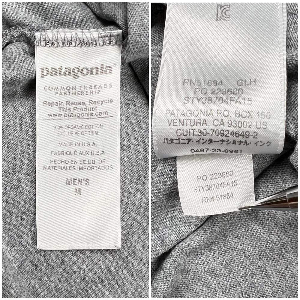 Patagonia T Shirt Mens Medium Grey Long Sleeve Mountain Logo Made In USA Vintage - Picture 3 of 10